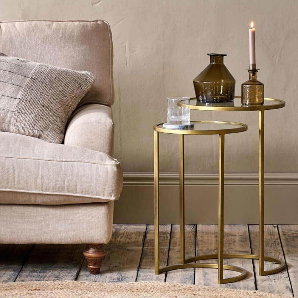 Nkuku Iron & Glass Brass Side Table